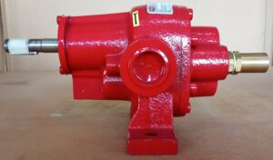 ปั๊มเฟืองอุตสาหกรรม CUCCHI MX/BX Series มุมด้านหน้า แสดงตำแหน่งเพลาขับและหัวปั๊ม